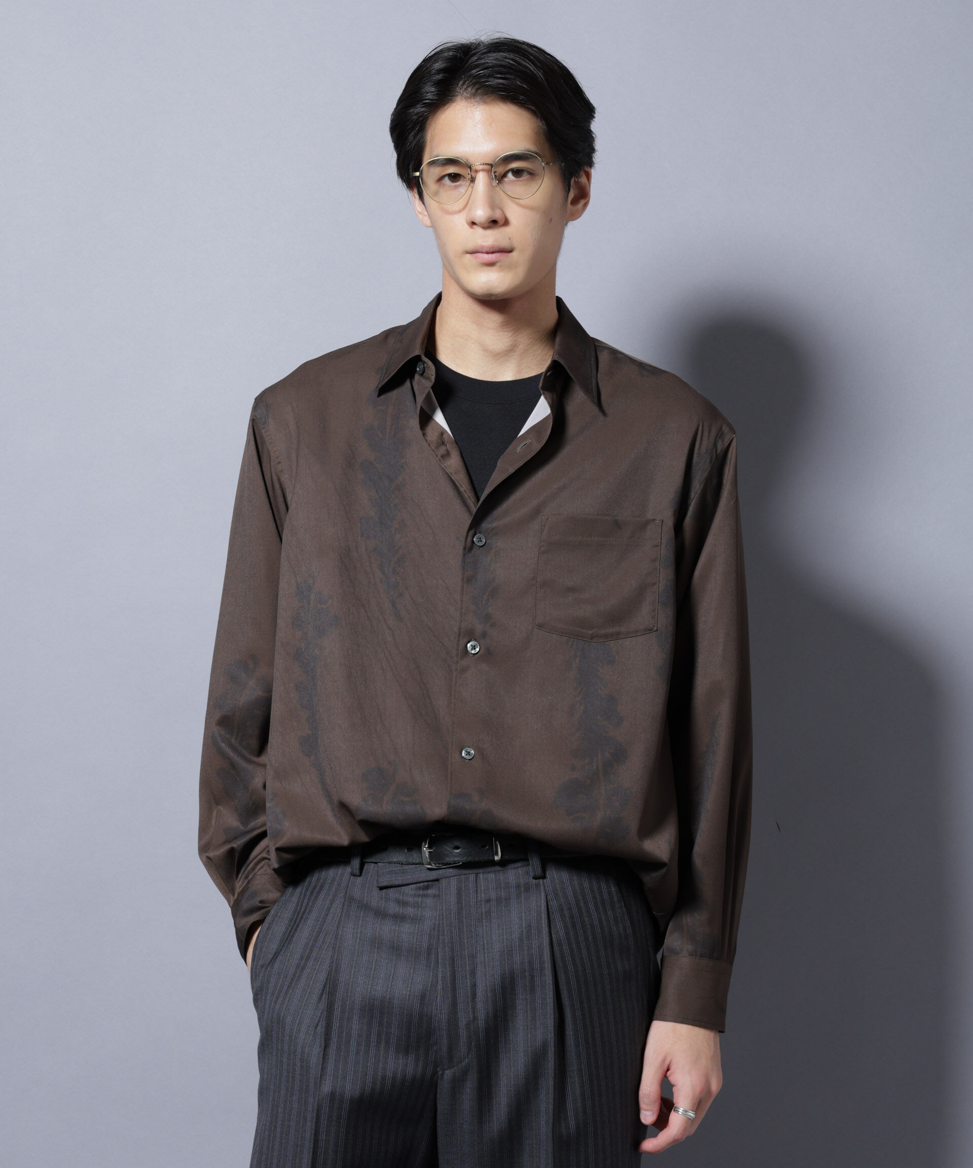 nano･universe「「EDITORIAL PRINT」シルキータッチシャツ」|シャツ・ブラウス|