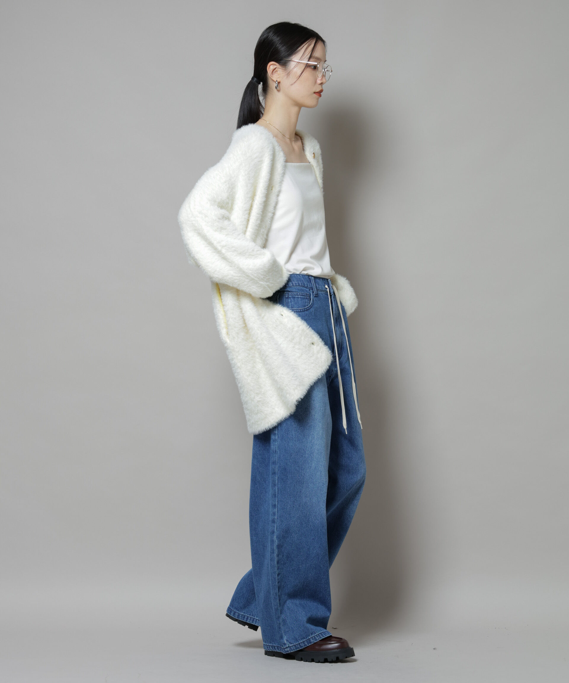 nano･universe「配色シャギーニットジャケット」|ニット・セーター|