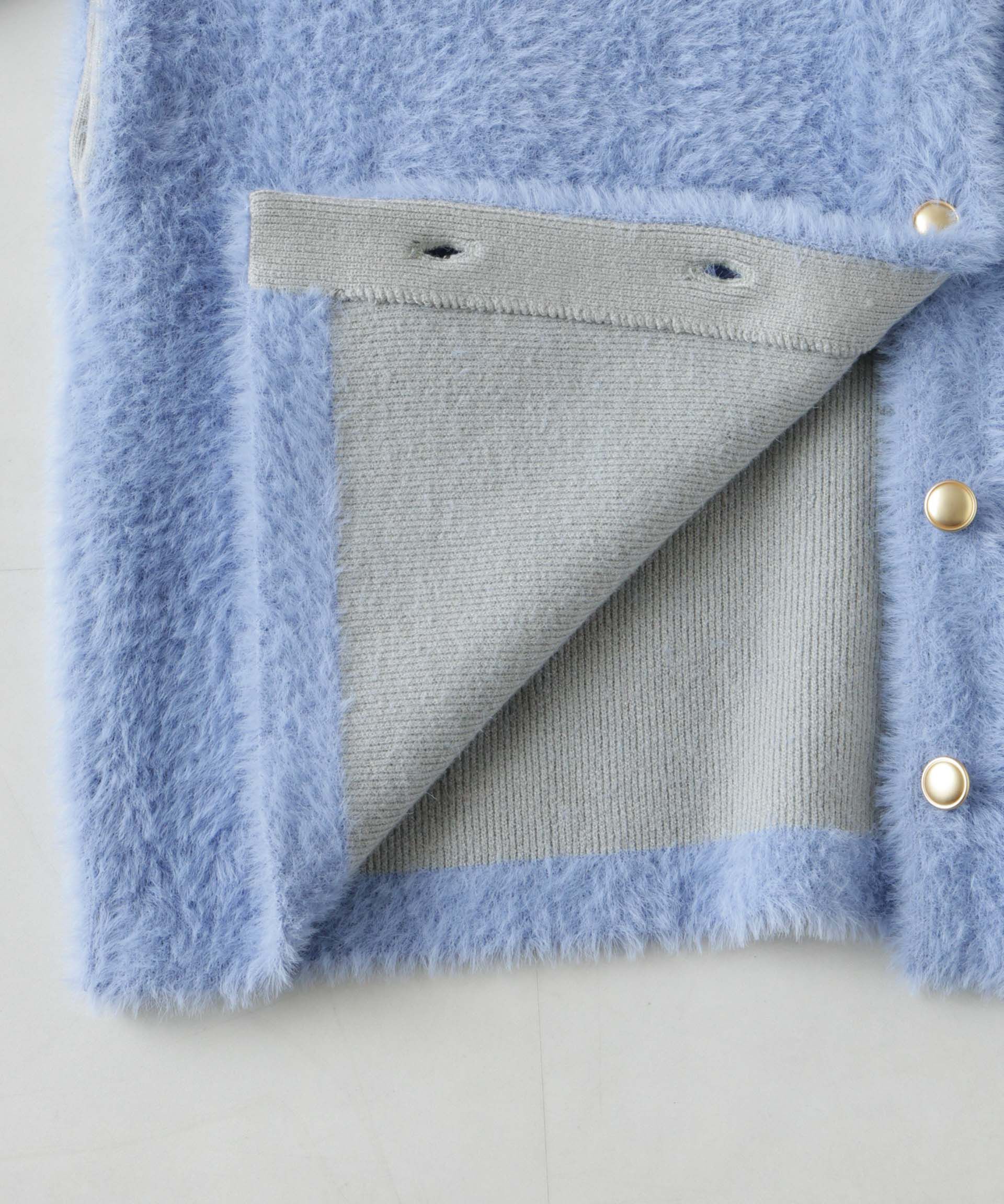 nano･universe「配色シャギーニットジャケット」|ニット・セーター|