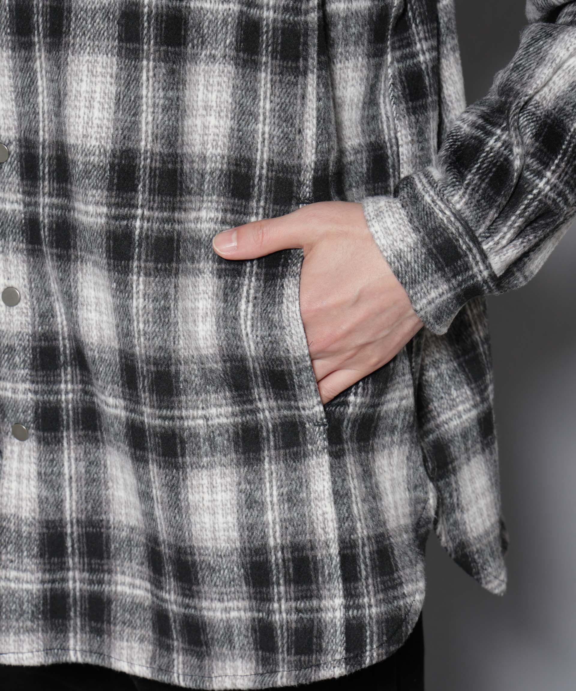 nano･universe「シャギーオンブレーチェックジャケット」|ブルゾン・スタジャン|