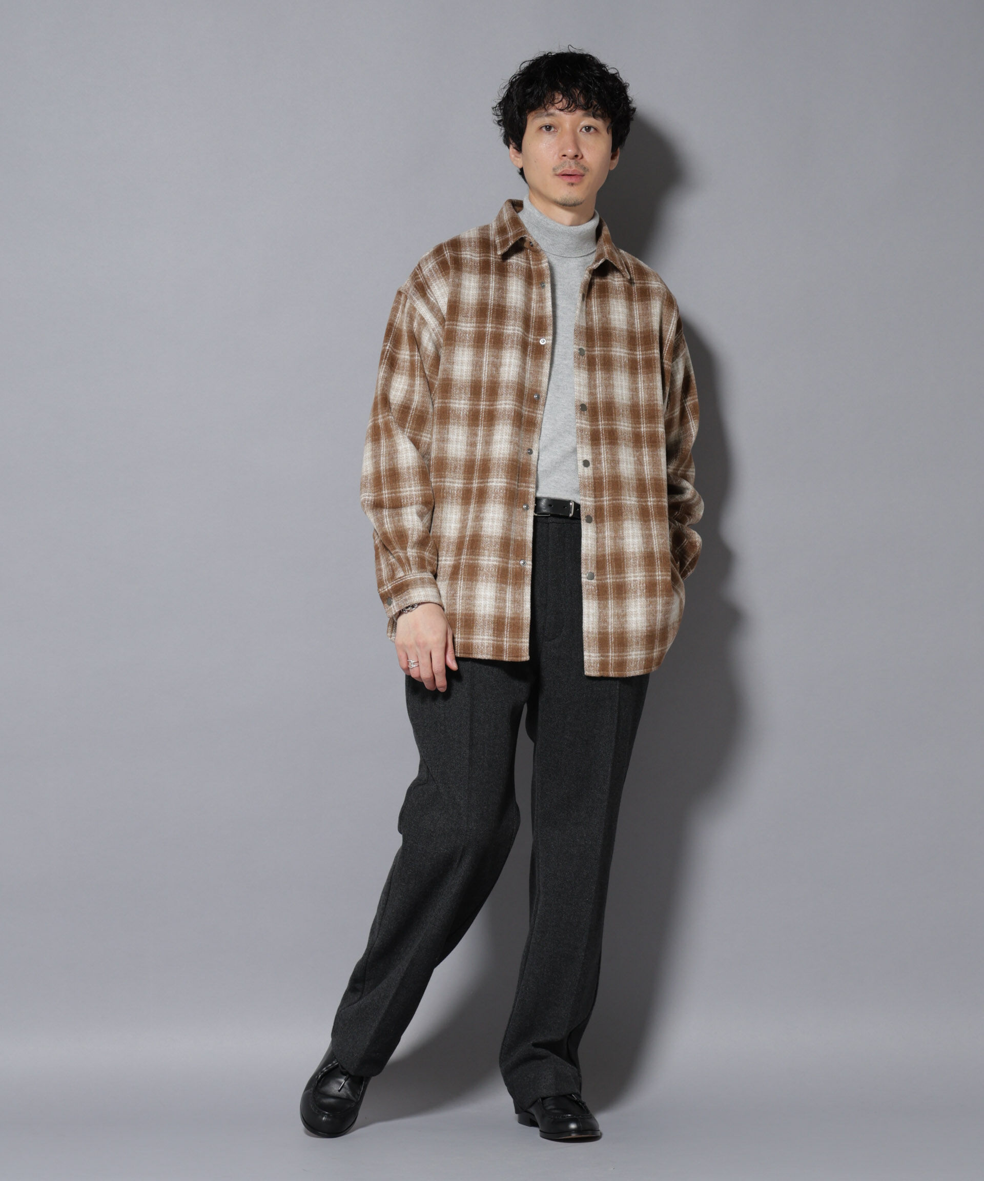 nano･universe「シャギーオンブレーチェックジャケット」|ブルゾン・スタジャン|
