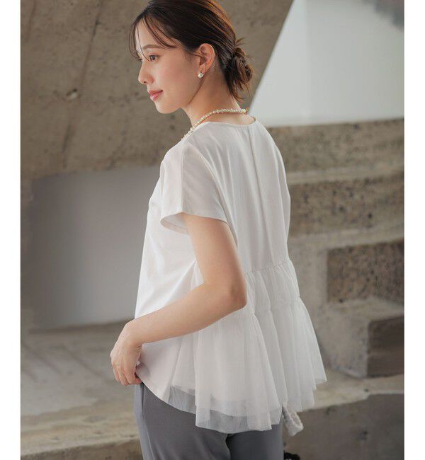 組曲「GIZAコットンチュールコンビ カットソー」|Tシャツ・カットソー|アイボリー系