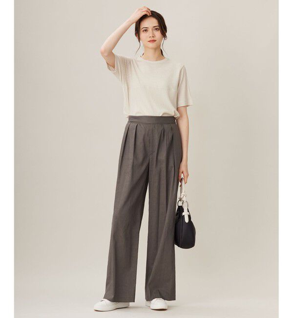 自由区「【セットアップ対応・洗える】リネンビスコースストレッチワイド パンツ」|その他|
