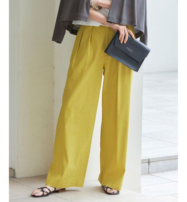 自由区「【セットアップ対応・洗える】リネンビスコースストレッチワイド パンツ」|その他|ピスタチオ