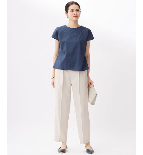 自由区「【WEB限定・接触冷感・洗える】エンブロイダリーローンプルオーバー ブラウス」|シャツ・ブラウス|