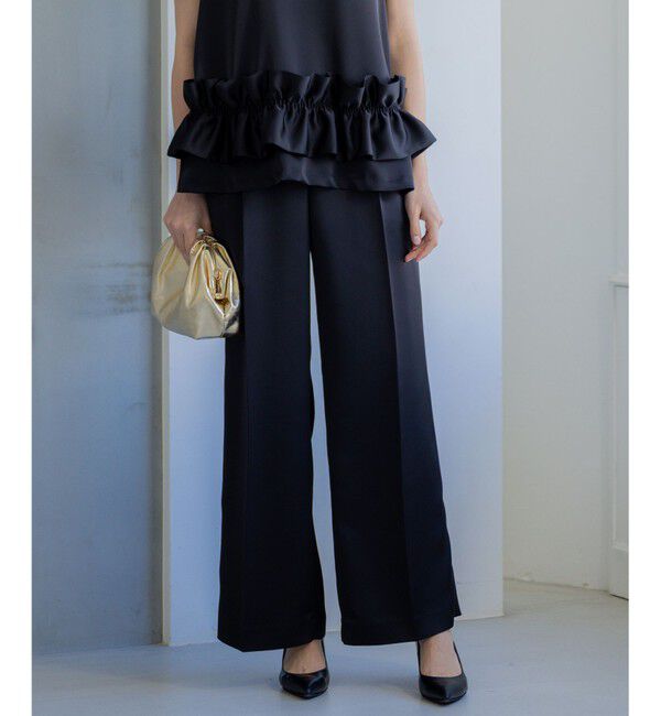 23区「【APPLAUDIR】クリアダブルサテン ワイドシルエットパンツ」|その他|ブラック系