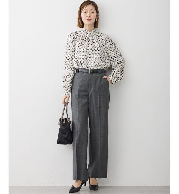 23区「モダンアートプリントギャザーブラウス」|シャツ・ブラウス|