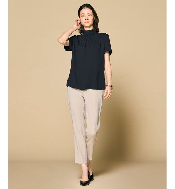BEIGE,「EVA / ハイネックハーフスリーブブラウス」|シャツ・ブラウス|