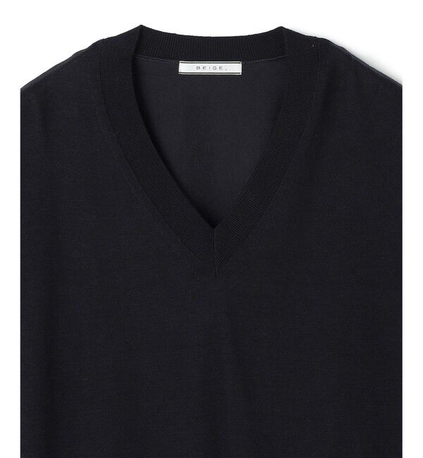 BEIGE,「CHLOR / ウールシルクツイルドッキングVネックニット」|ニット・セーター|