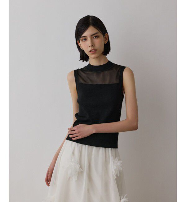 GRACE CONTINENTAL「シアーグロスニットトップ」|その他|ブラック