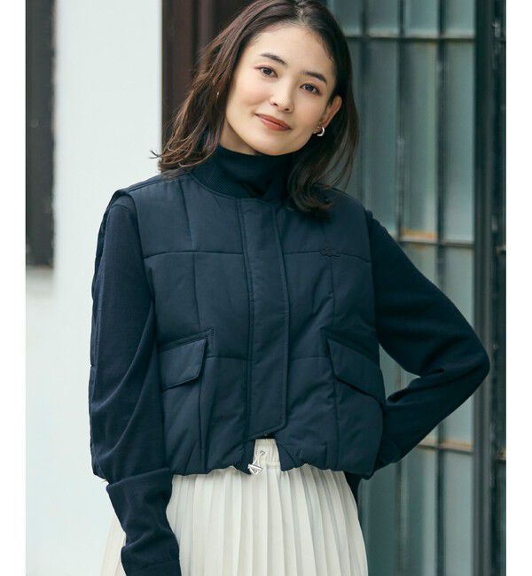 LACOSTE「クロップド丈 撥水 THERMORE中綿 ジップアップベスト」|ダウンベスト・ベスト|