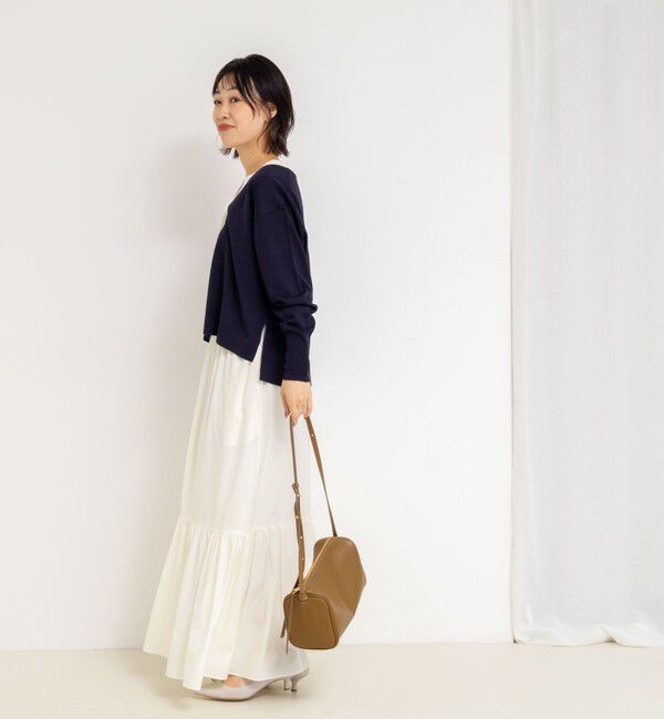 NOLLEY'S「《手洗い可能》《アンサンブル対応》18G天竺ゆったりVネックカーディガン」|カーディガン|