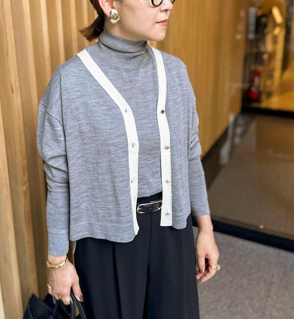 NOLLEY'S「《手洗い可能》《アンサンブル対応》18G天竺ゆったりVネックカーディガン」|カーディガン|ミディアムグレー