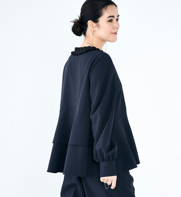 NOLLEY'S「《セットアップ対応》ウォッシャブル衿プリーツペプラムブラウス」|シャツ・ブラウス|