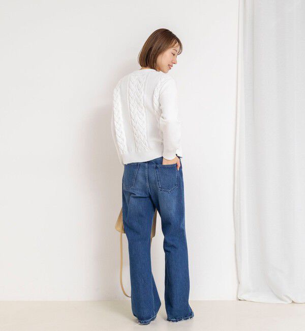 NOLLEY'S「《手洗い可能》ケーブルレースVネックカーディガン」|カーディガン|