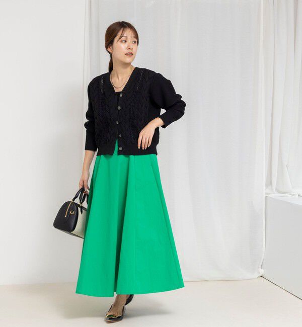 NOLLEY'S「《手洗い可能》ケーブルレースVネックカーディガン」|カーディガン|