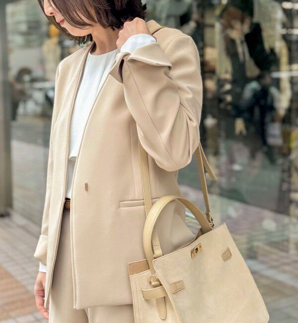 NOLLEY'S sophi「《セットアップ対応》ウォッシャブルWクロス2WAYストレッチジャケット」|ノーカラージャケット|