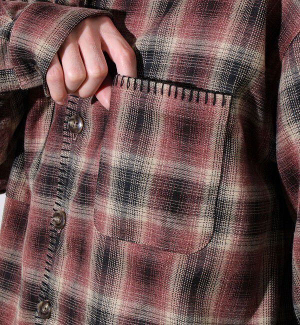 GLOSTER「【主役の1枚】TRオンブレチェック ブランケットステッチシャツ」|シャツ・ブラウス|