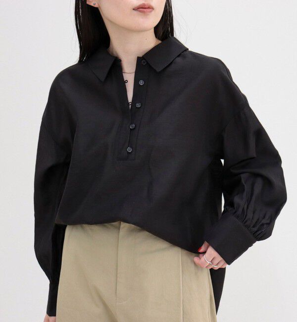 fredy emue「リネン混シアースラブブラウス」|シャツ・ブラウス|ブラック