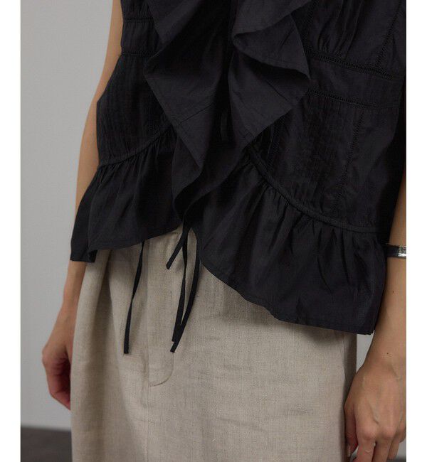 SALON adam et rope'「【WEB限定】フロントリボンフリルタンク / フリルジレ」|シャツ・ブラウス|