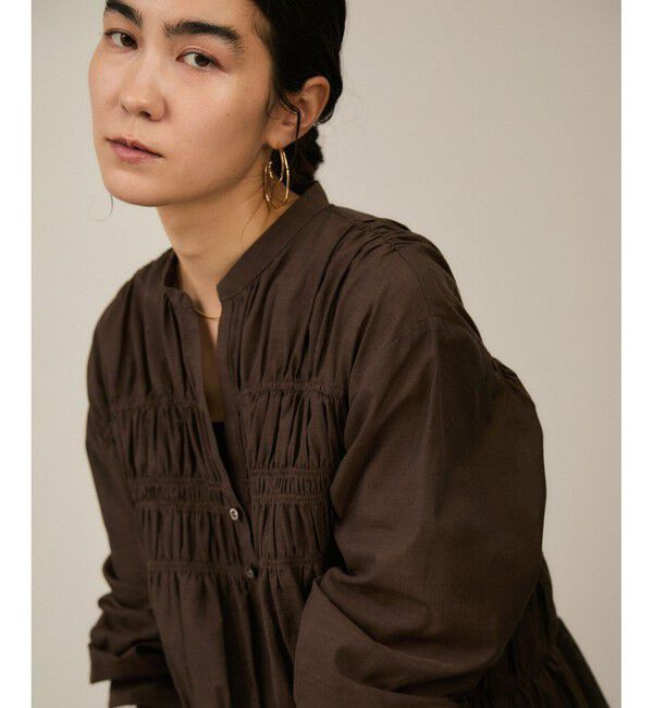 SALON adam et rope'「Shuttlenotesワッシャーローンシャーリングブラウス［洗える］」|シャツ・ブラウス|