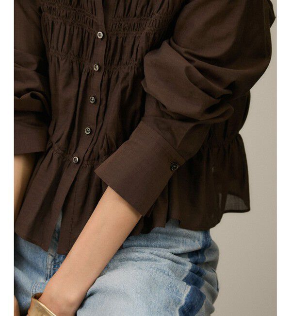 SALON adam et rope'「Shuttlenotesワッシャーローンシャーリングブラウス［洗える］」|シャツ・ブラウス|