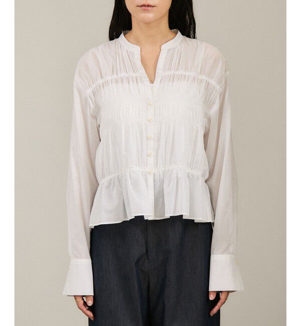 SALON adam et rope'「Shuttlenotesワッシャーローンシャーリングブラウス［洗える］」|シャツ・ブラウス|