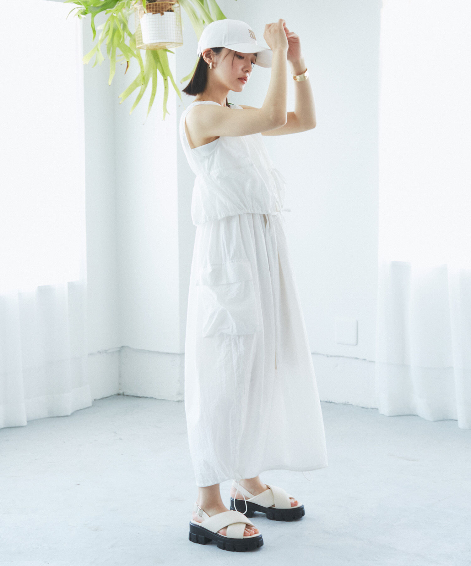 VIS「【SET】ショートボレロ＆リブ切り替えキャミワンピース」|ワンピース|