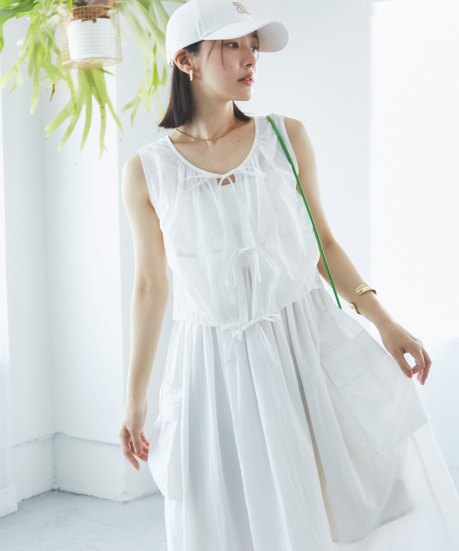 VIS「【SET】ショートボレロ＆リブ切り替えキャミワンピース」|ワンピース|