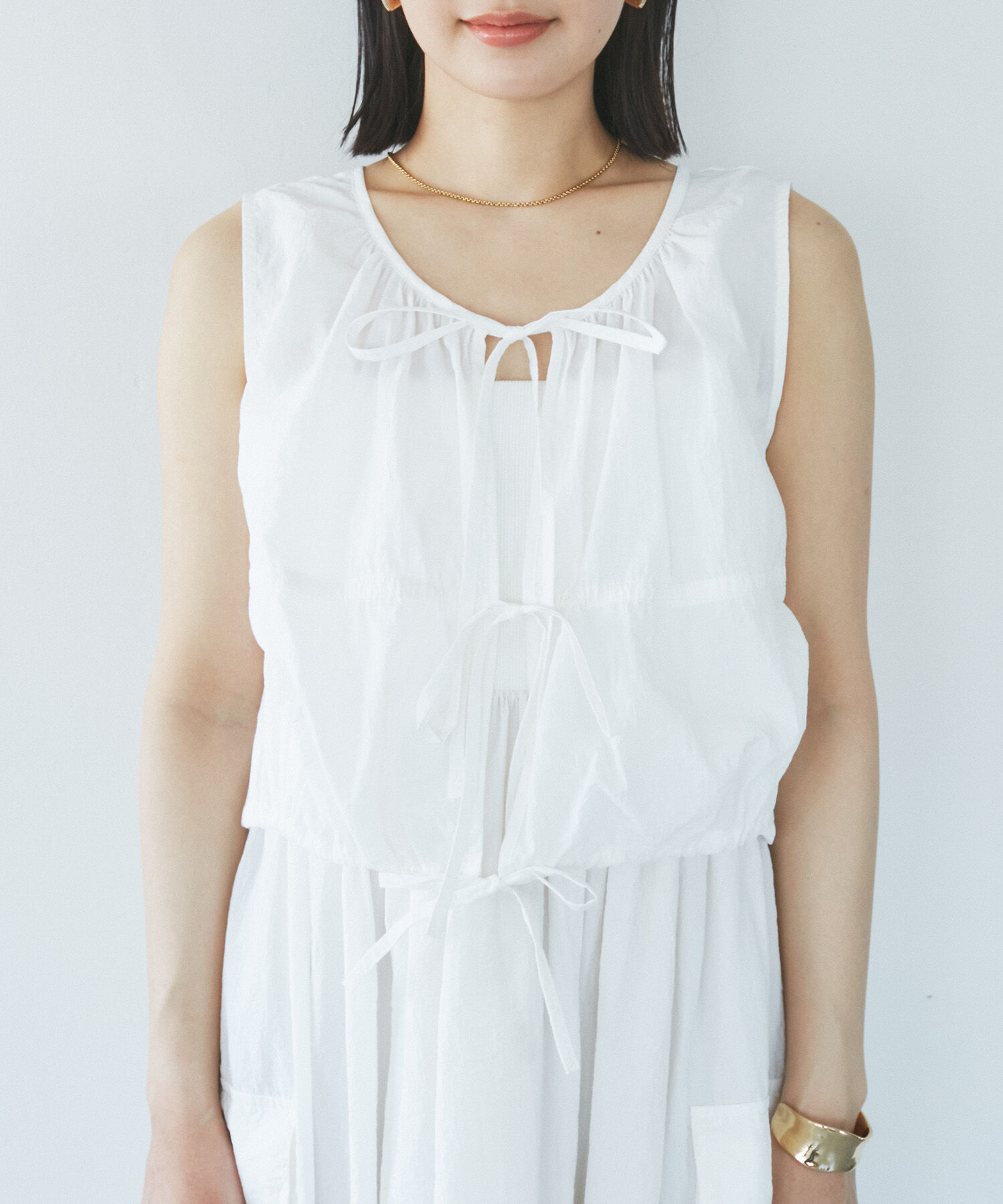 VIS「【SET】ショートボレロ＆リブ切り替えキャミワンピース」|ワンピース|