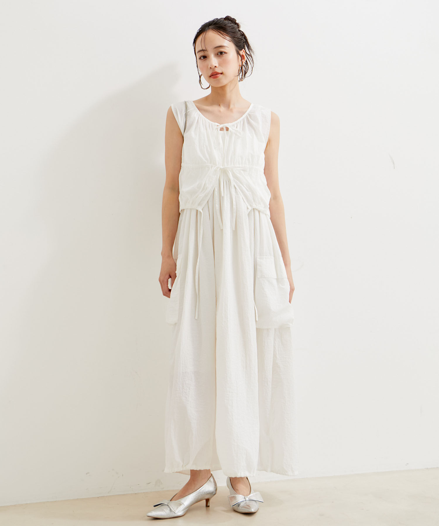 VIS「【SET】ショートボレロ＆リブ切り替えキャミワンピース」|ワンピース|