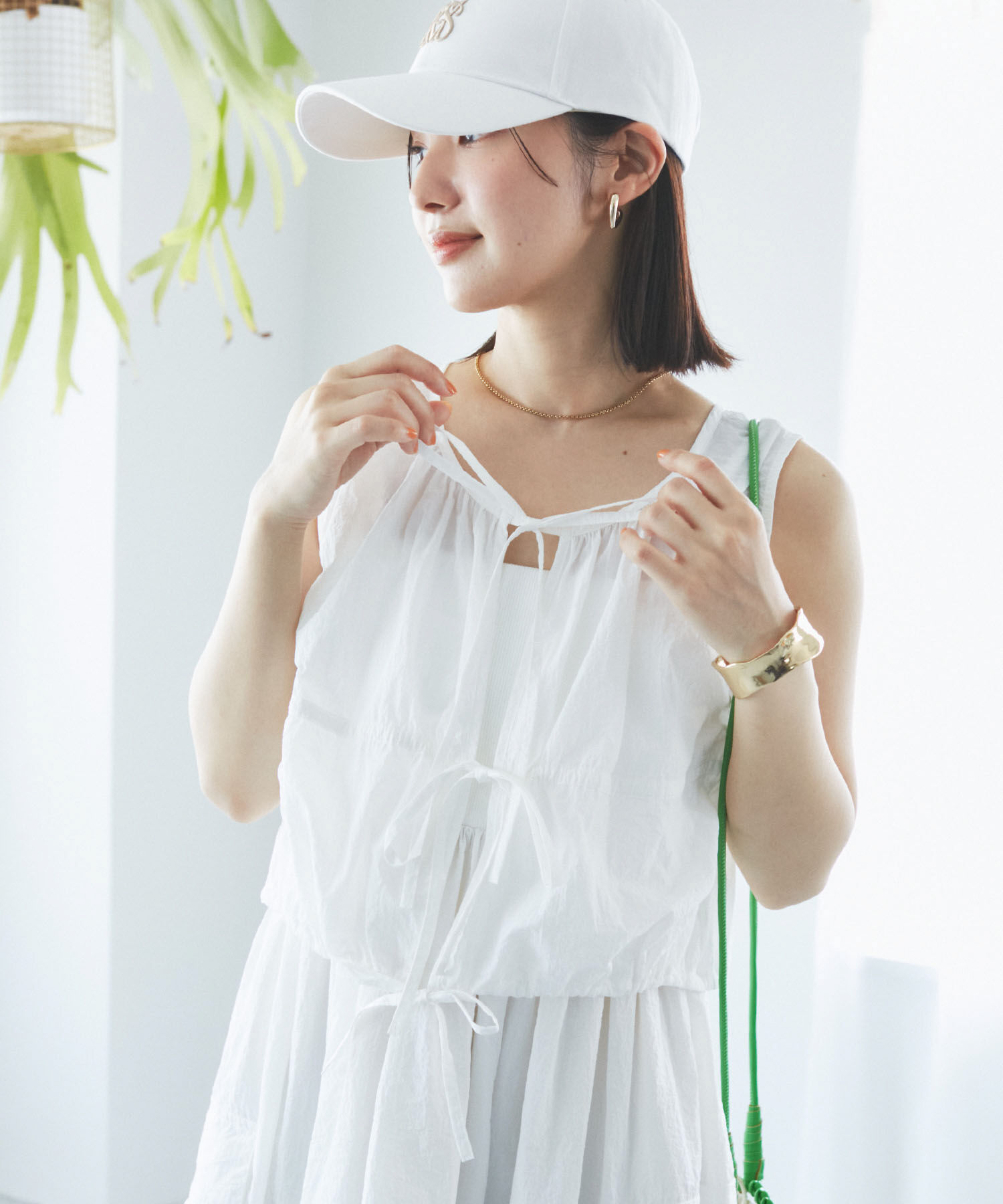 VIS「【SET】ショートボレロ＆リブ切り替えキャミワンピース」|ワンピース|