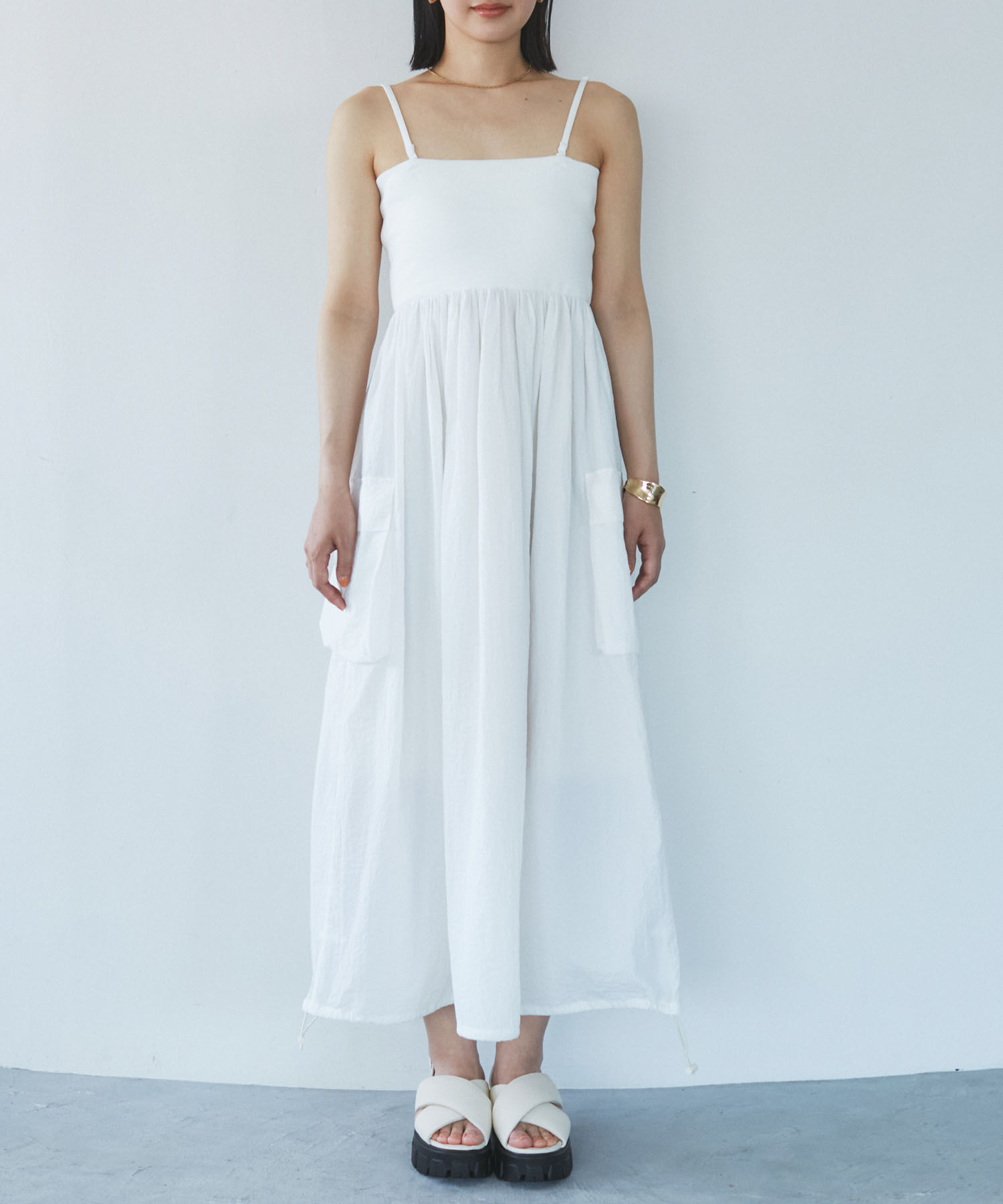 VIS「【SET】ショートボレロ＆リブ切り替えキャミワンピース」|ワンピース|