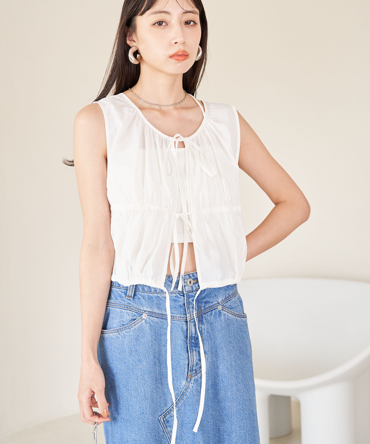 VIS「【SET】ショートボレロ＆リブ切り替えキャミワンピース」|ワンピース|