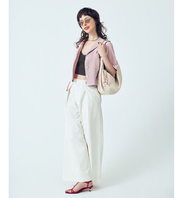 VIS「【Chocomoo】VIS別注バック刺繍クロップドハーフスリーブシャツ」|シャツ・ブラウス|