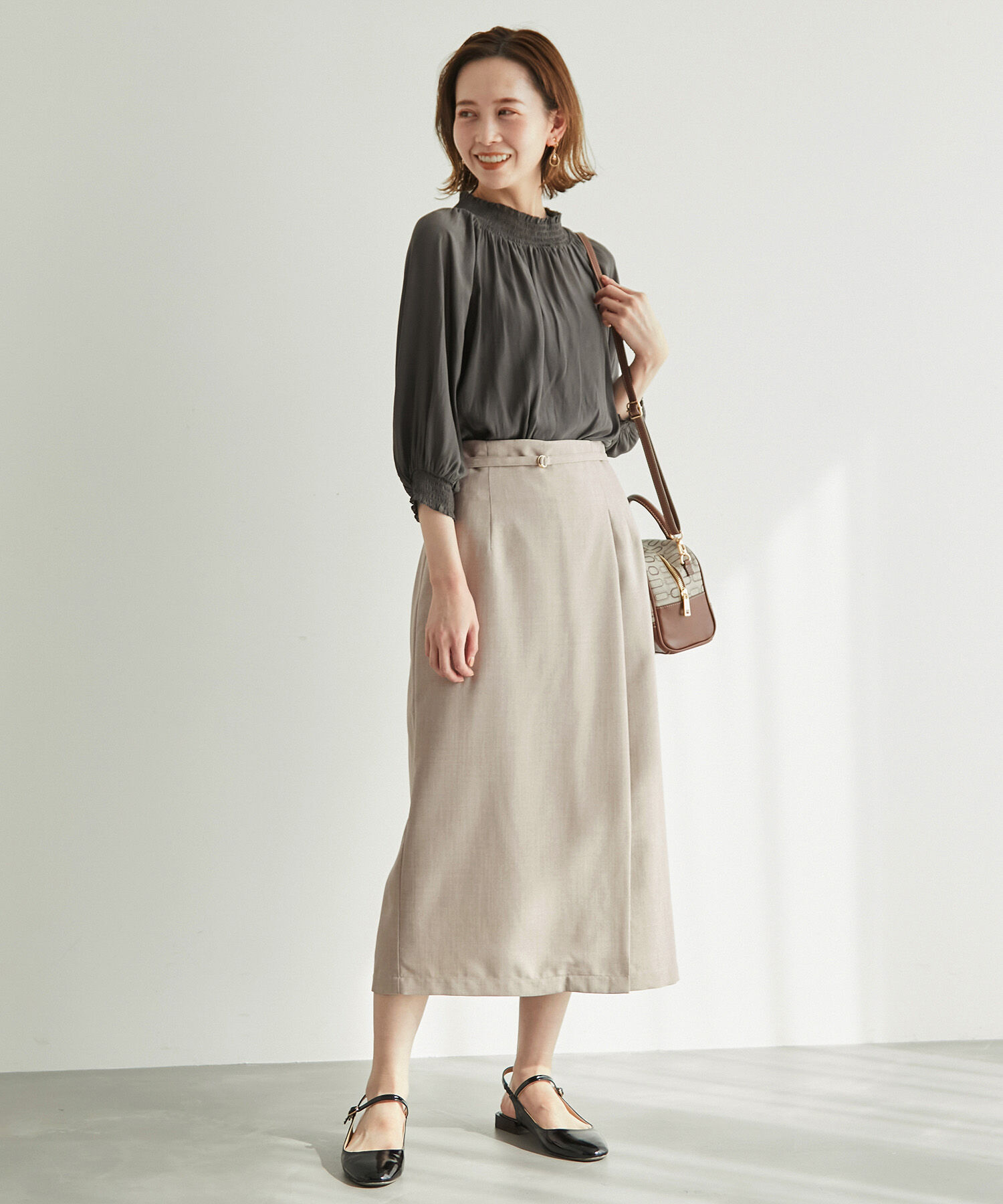 Rope&rsquo;Picnic「【着丈が選べる/着丈長め】リネンライクラップスカート」|スカート|