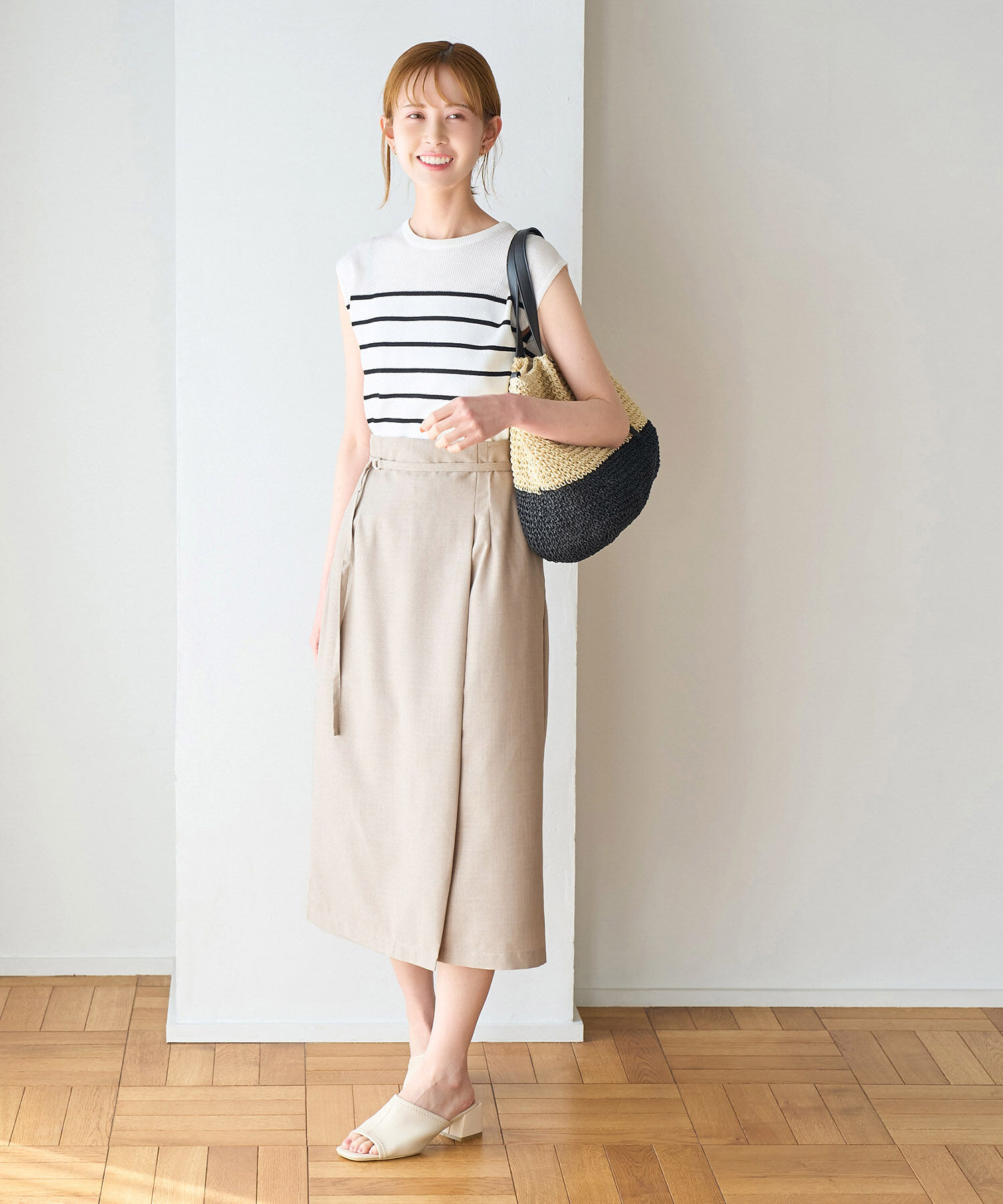 Rope&rsquo;Picnic「【着丈が選べる/着丈長め】リネンライクラップスカート」|スカート|