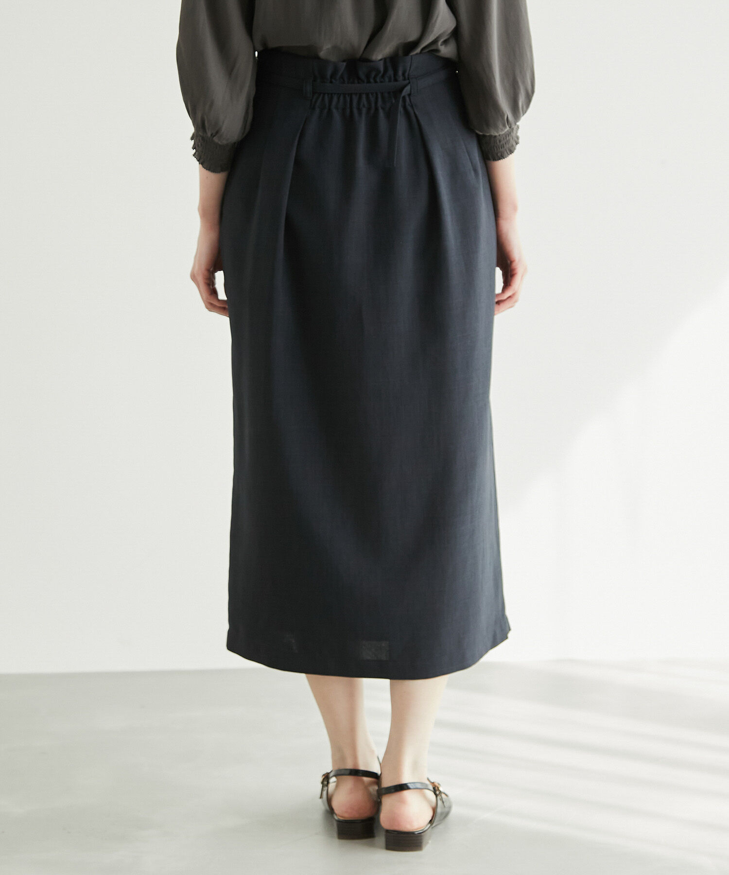 Rope&rsquo;Picnic「【着丈が選べる/着丈長め】リネンライクラップスカート」|スカート|