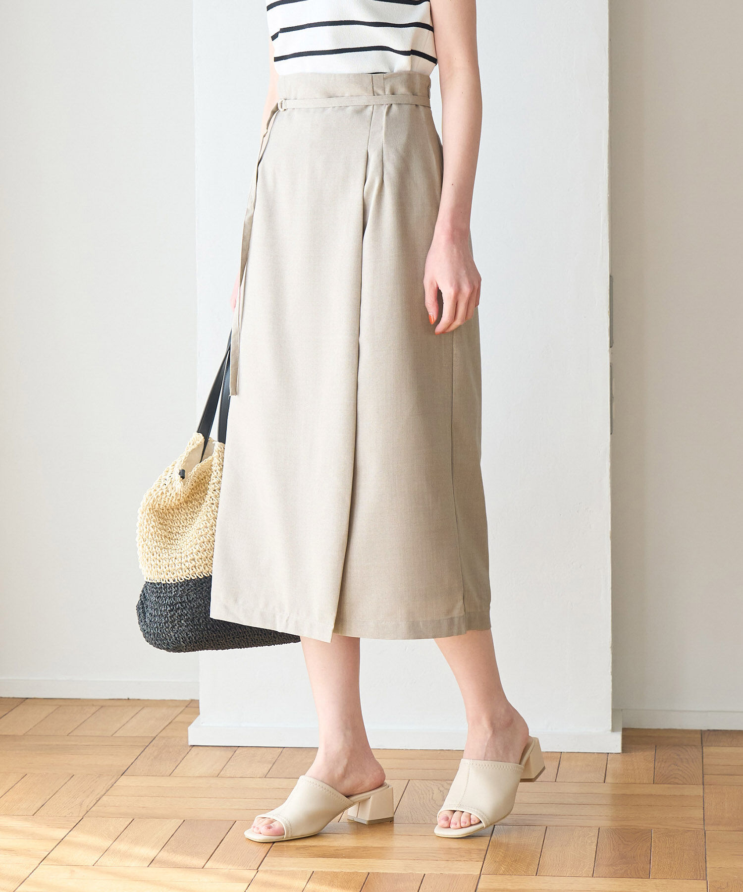 Rope&rsquo;Picnic「【着丈が選べる/着丈長め】リネンライクラップスカート」|スカート|