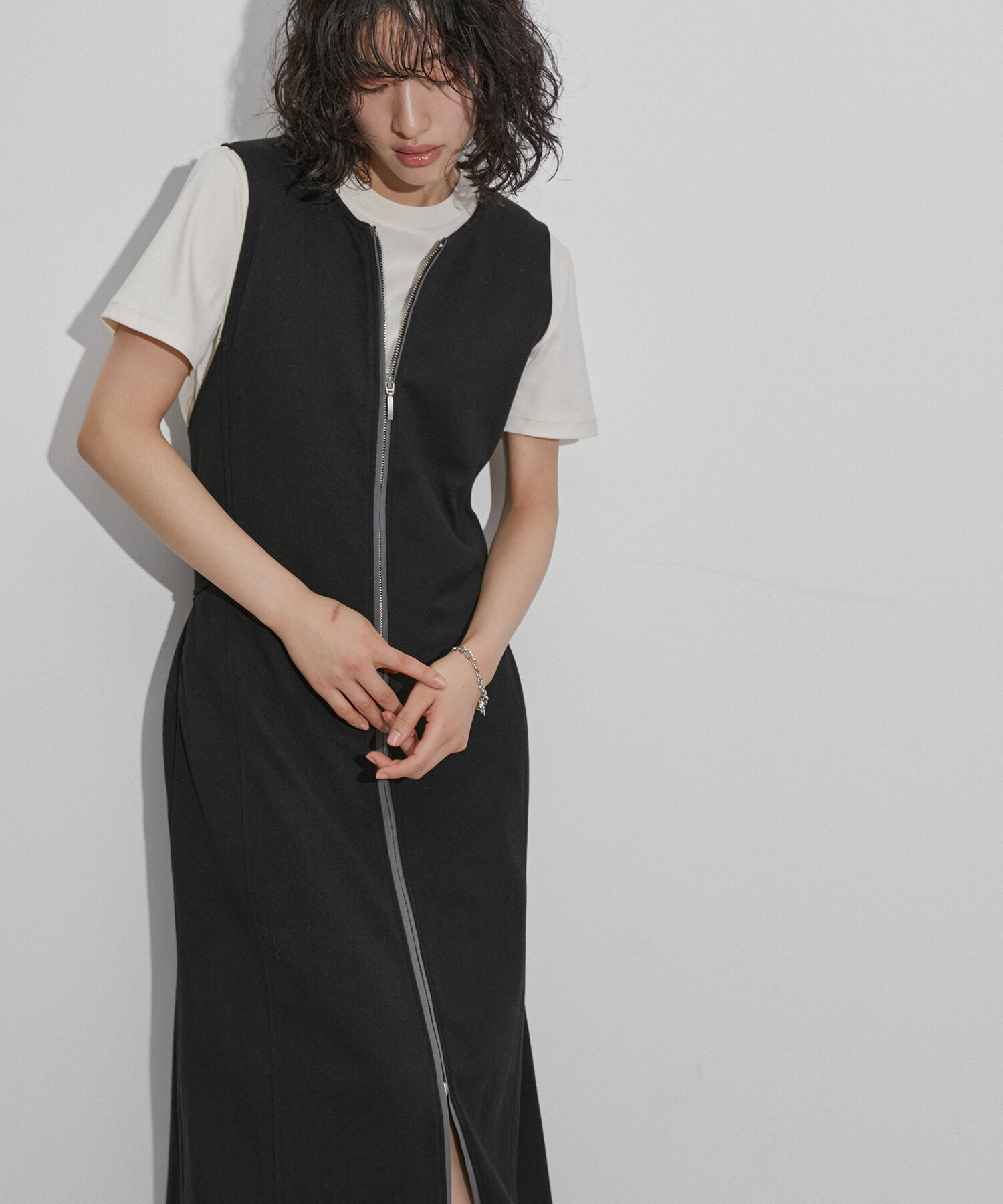 ADAM ET ROPE'「【WEB限定・サステナブル】2WAYジップジレワンピース」|ワンピース|