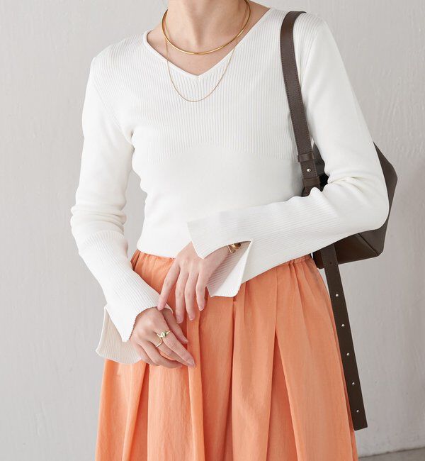  「リブ切替Vネックニット」|ニット・セーター|