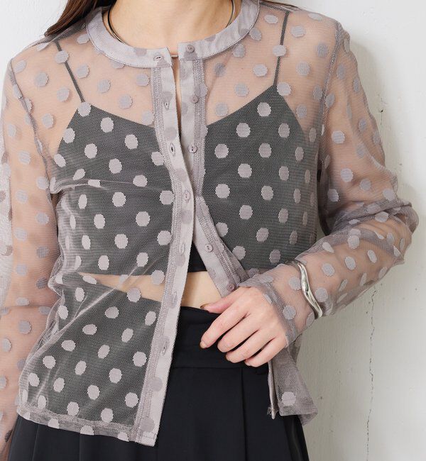  「【Nuel/ヌエル】 キャミ付きドットカーディガン」|Tシャツ・カットソー|グレー