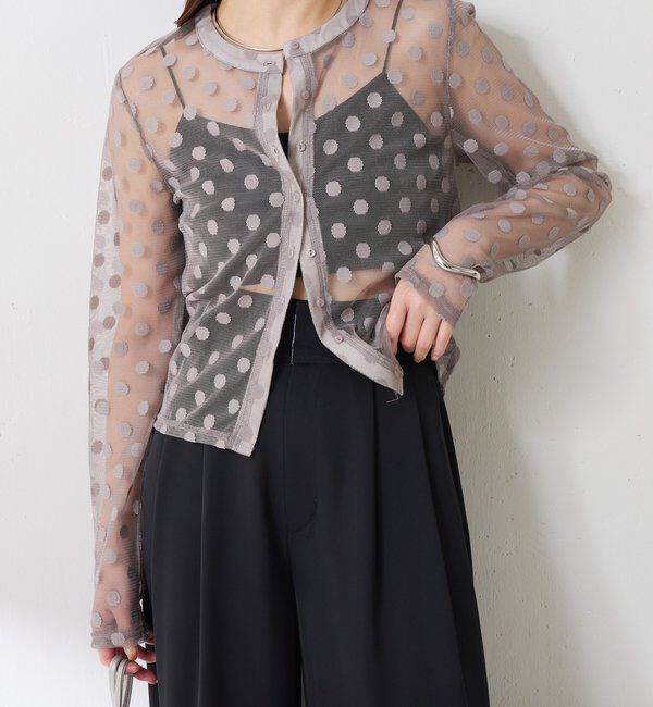  「【Nuel/ヌエル】 キャミ付きドットカーディガン」|Tシャツ・カットソー|