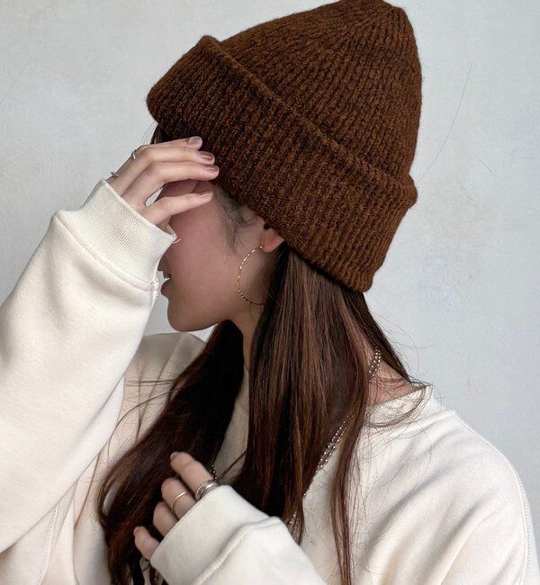  「メランジリブニットワッチ」|ハット|ブラウン
