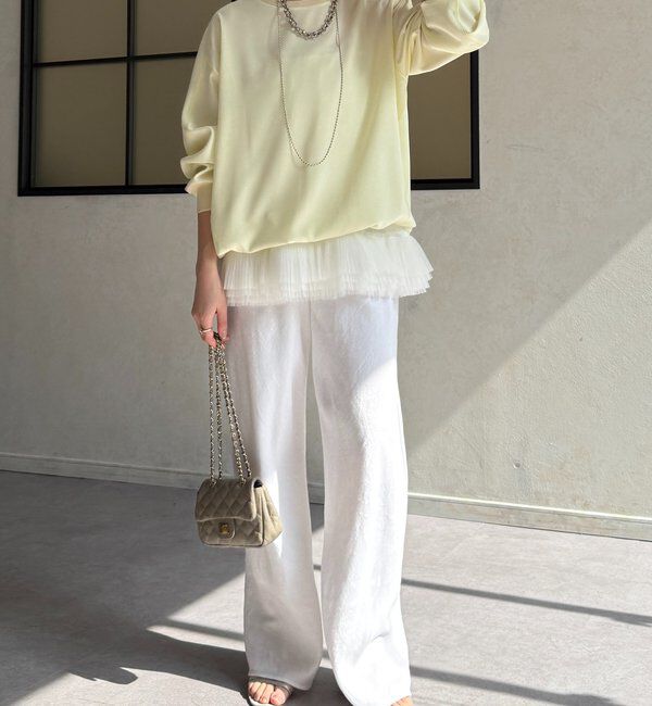  「袖ニット切替ドロストジョーゼットブラウス」|シャツ・ブラウス|