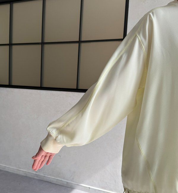  「袖ニット切替ドロストジョーゼットブラウス」|シャツ・ブラウス|