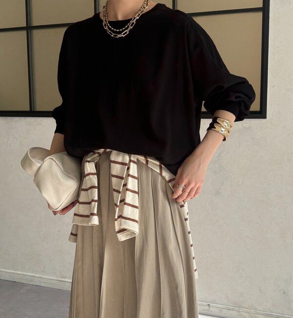  「袖ニット切替ドロストジョーゼットブラウス」|シャツ・ブラウス|