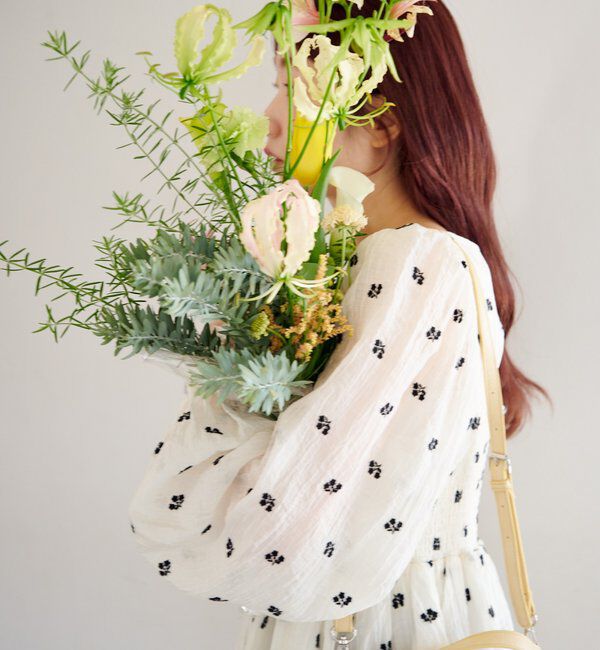  「フラワーステッチミニワンピース」|ワンピース|