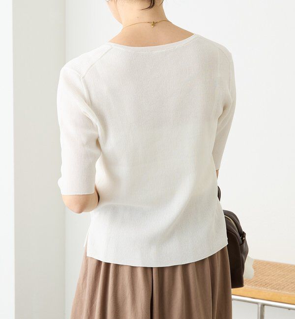  「予約【アンサンブル対応可】コットンUネックリブニット」|ニット・セーター|