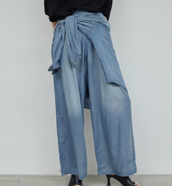  「【夏でも快適】シアーデニムパンツ」|デニム|ブルー